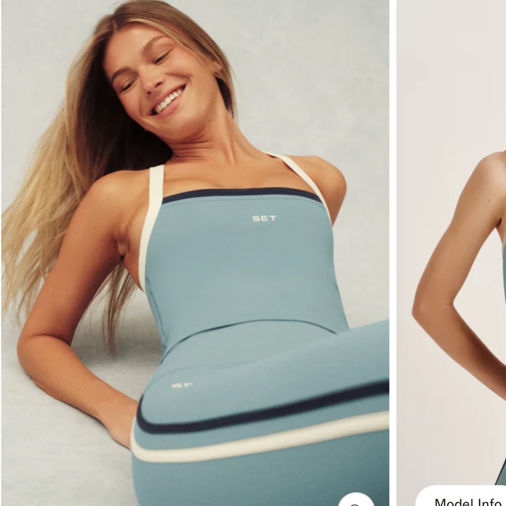 SET Active Pale Blue Sports Top and Leggings with White Logo